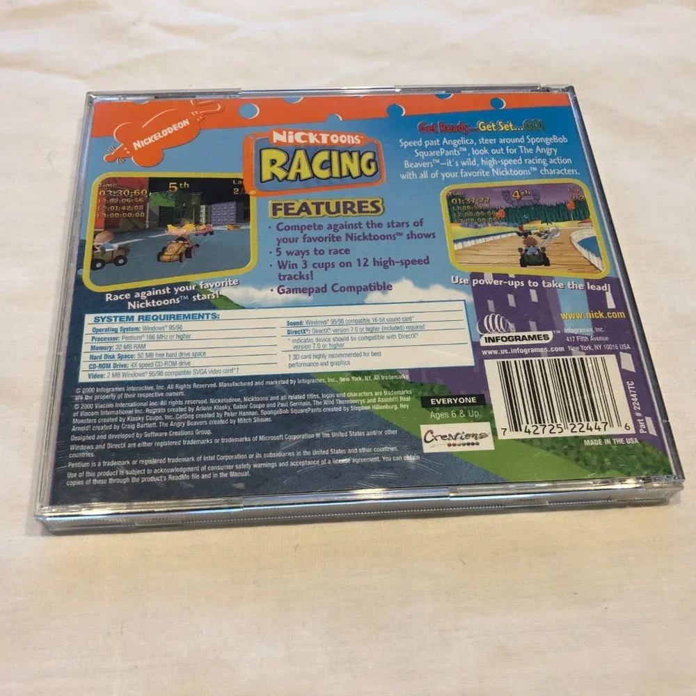 Nicktoons Racing - Kids PC Game Nickelodeon Spongebob CD Rom Windows 95/…